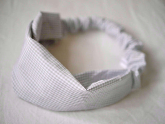 Bandeau pour cheveux - Petits carreaux gris