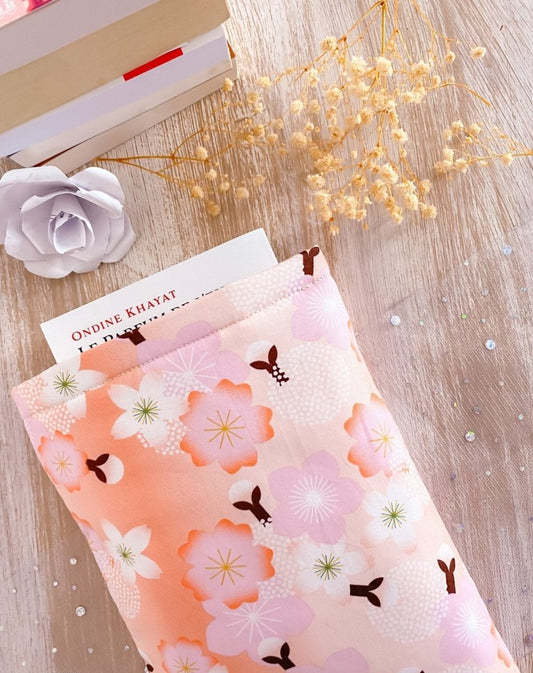 Pochette pour livre de poche - Sakura rose - Les créations de Mae