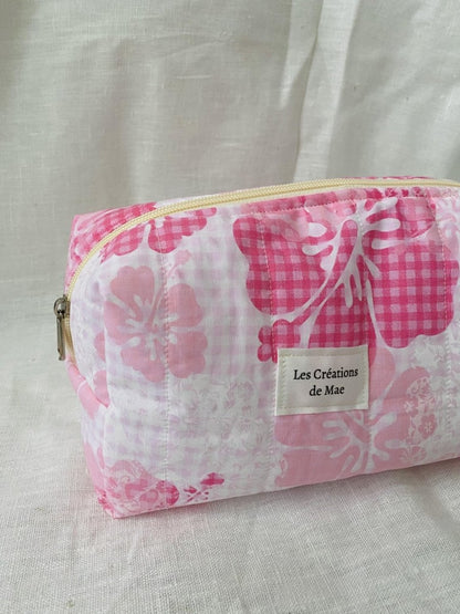 Trousse de Toilette/Maquillage - Large - Ile Rose - Les créations de Mae